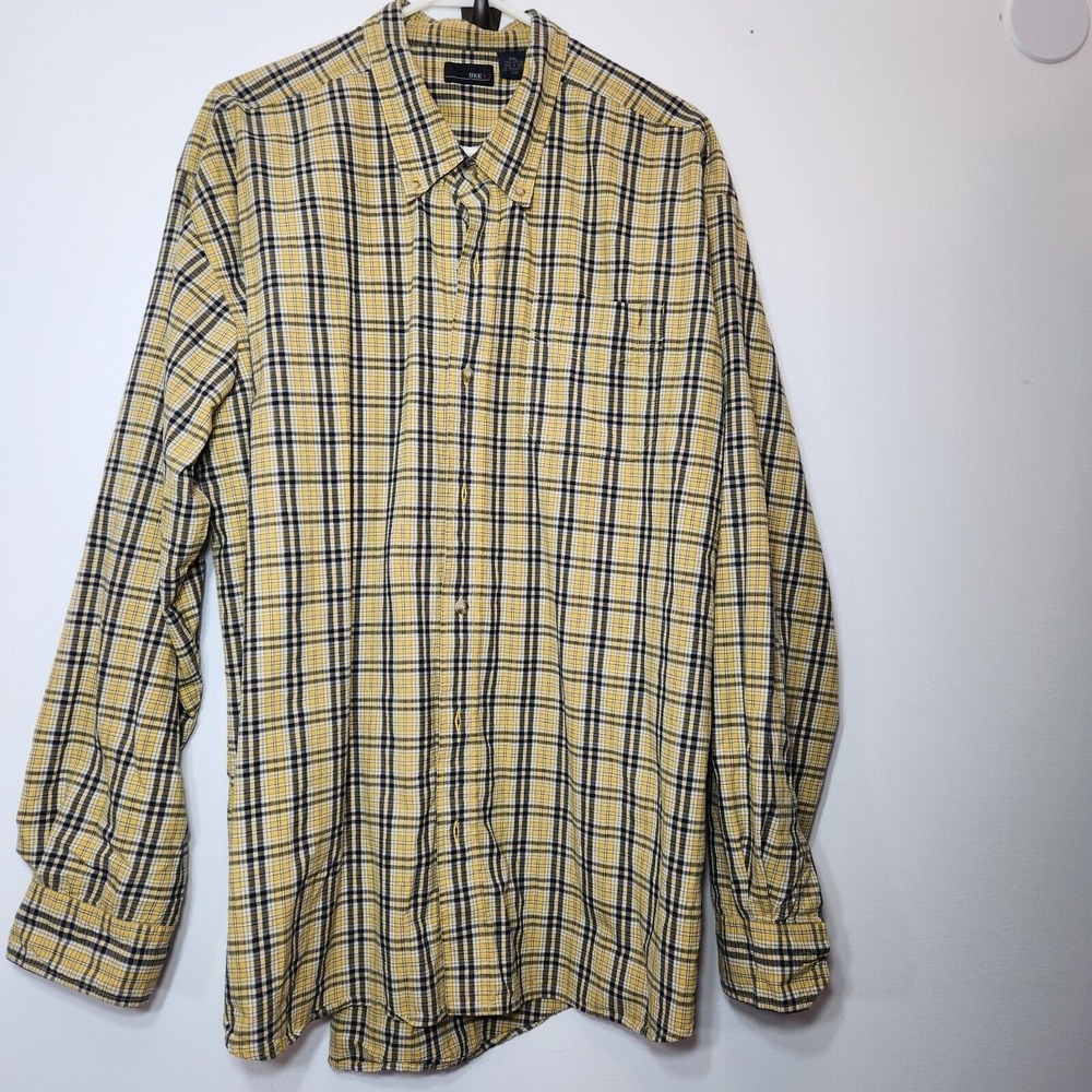Buckle BKE Men's 2XL Yellow Plaid Casual 100% Cotton Button Up Shirt Men's XXL